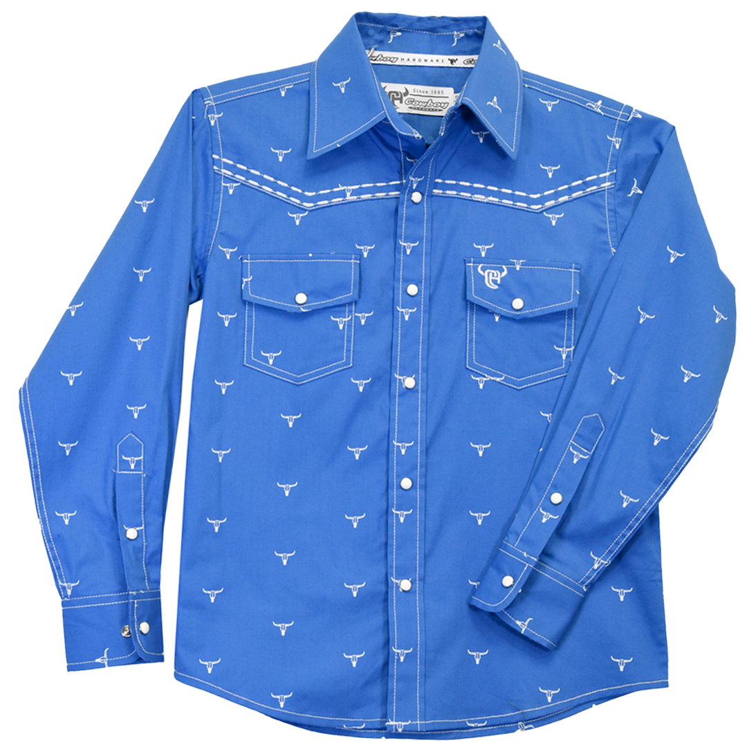 Chemise à pression imprimée crâne pour garçons Cowboy Hardware