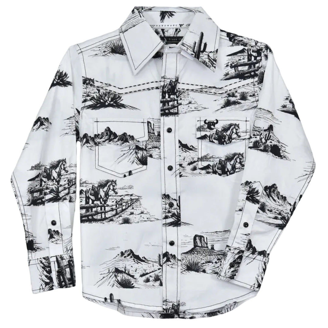 Chemise à manches longues et boutons-pression avec imprimé Bronco Cowboy Hardware pour tout-petits garçons