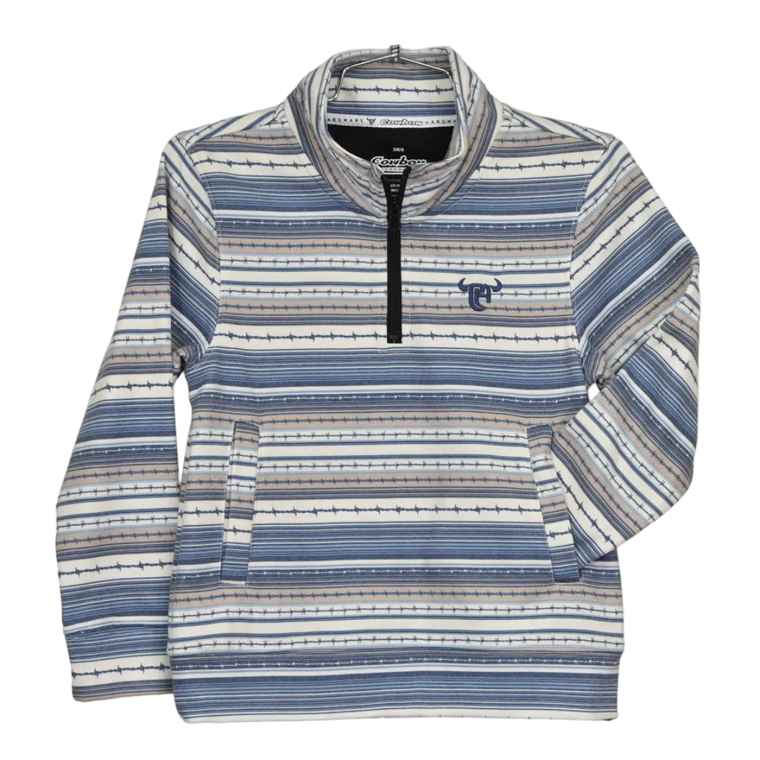 Pull en polaire Cowboy Hardware pour garçons avec imprimé Serape Barbelé et fermeture éclair 1/4