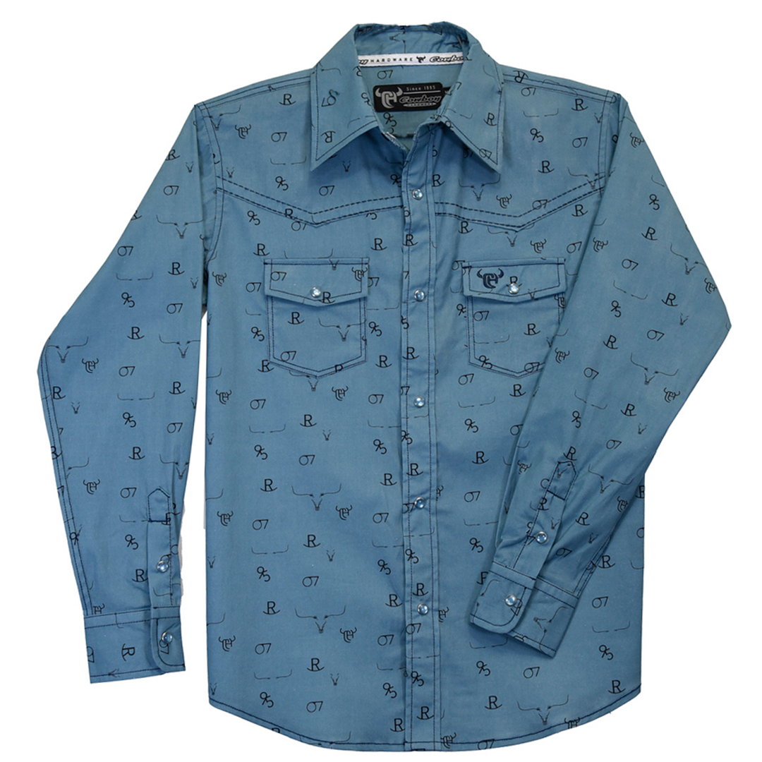 Chemise à pression imprimée crâne pour garçons Cowboy Hardware