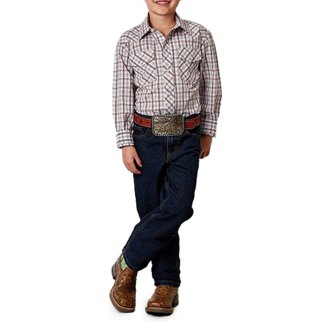 Chemise à boutons-pression à carreaux vintage Roper pour garçons