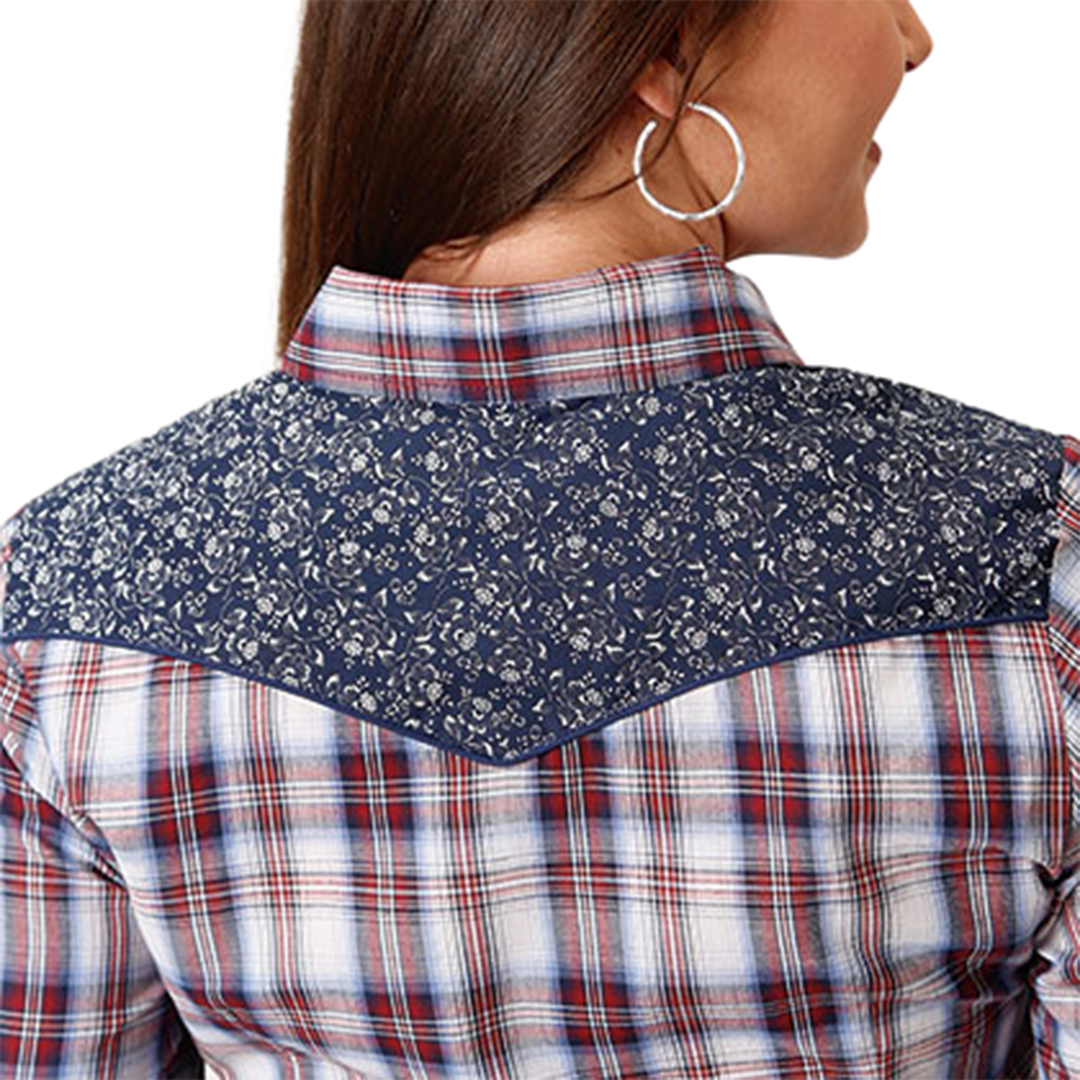 Chemise à manches longues à carreaux avec boutons-pression Roper pour femme
