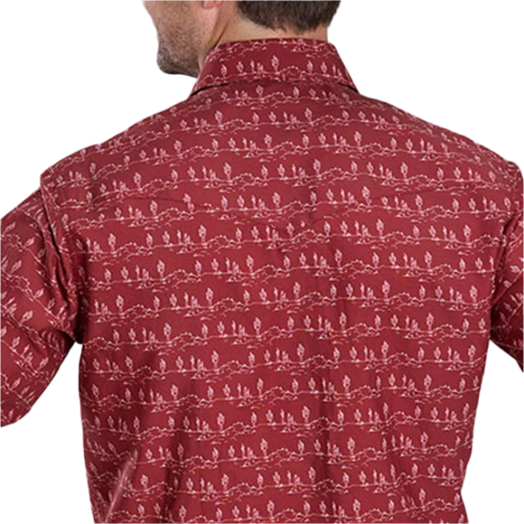 Chemise à boutons-pression et manches longues à imprimé cactus Roper pour homme
