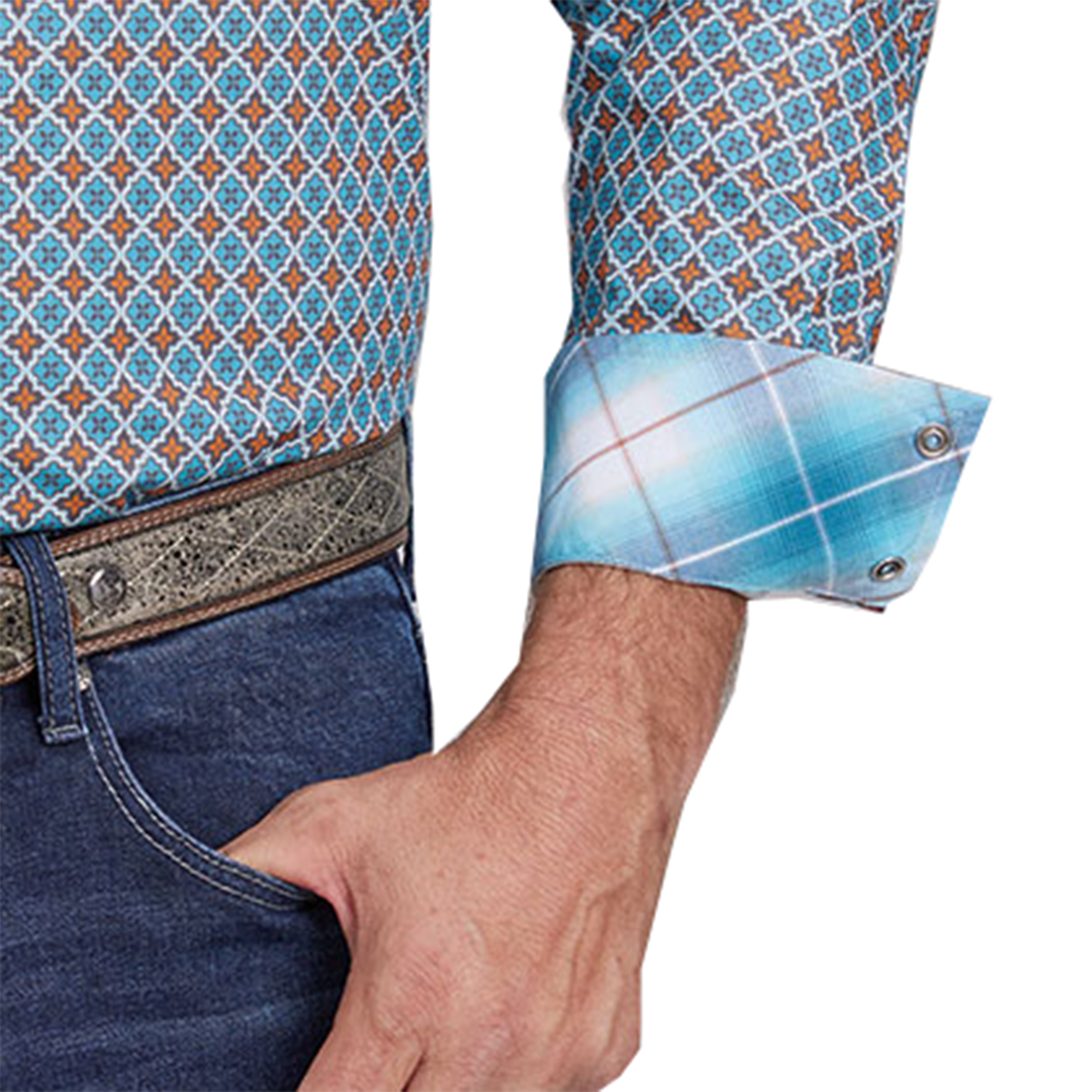Chemise à manches longues à boutons-pression Tile Fouldard de la collection Amarillo pour homme de Roper
