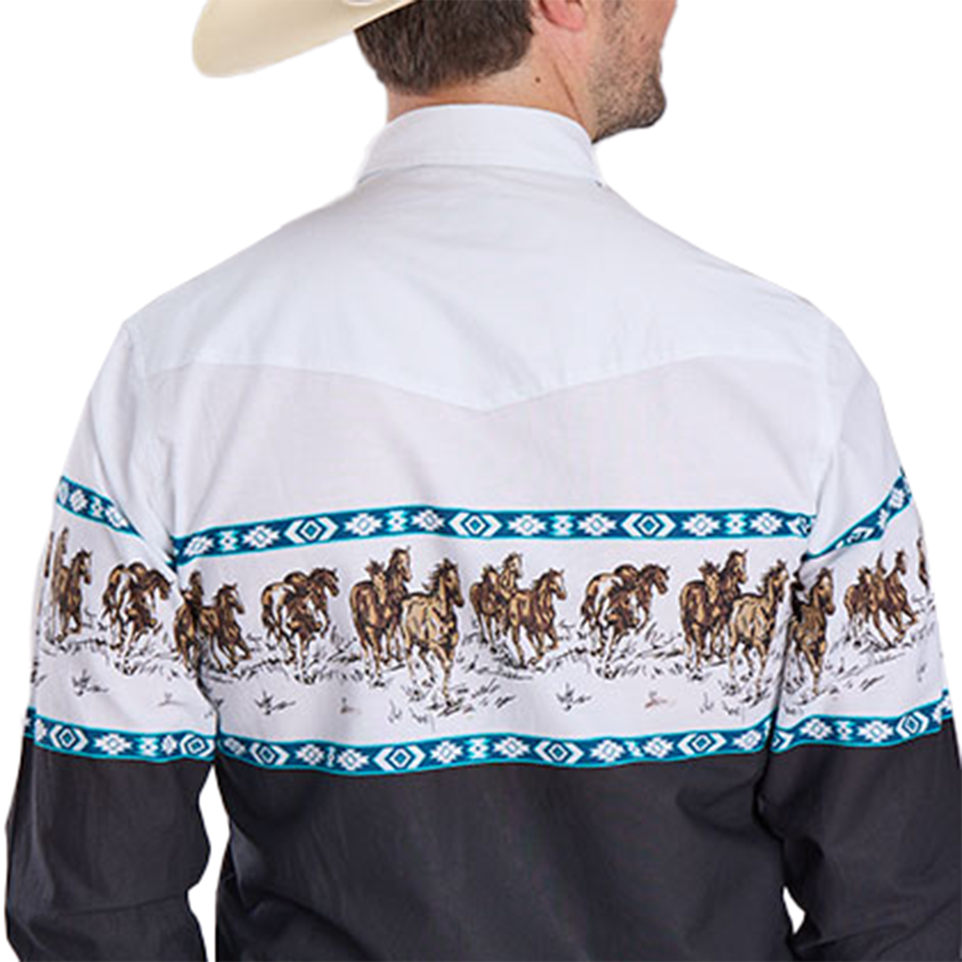 Roper Men's Vintage Collection Horse Border Long Sleeve Snap Shirt