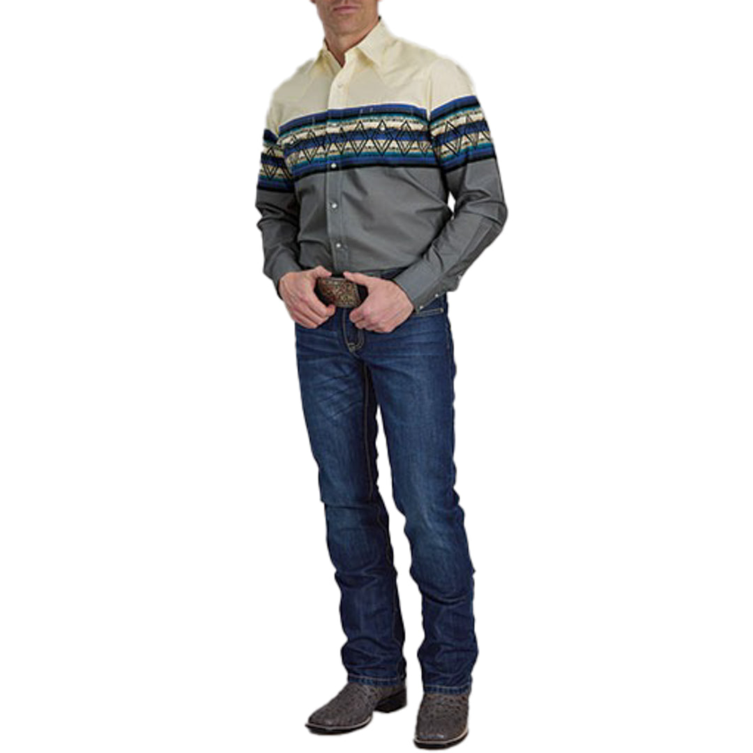 Roper Men's Vintage Collection Border Long Sleeve Snap Shirt