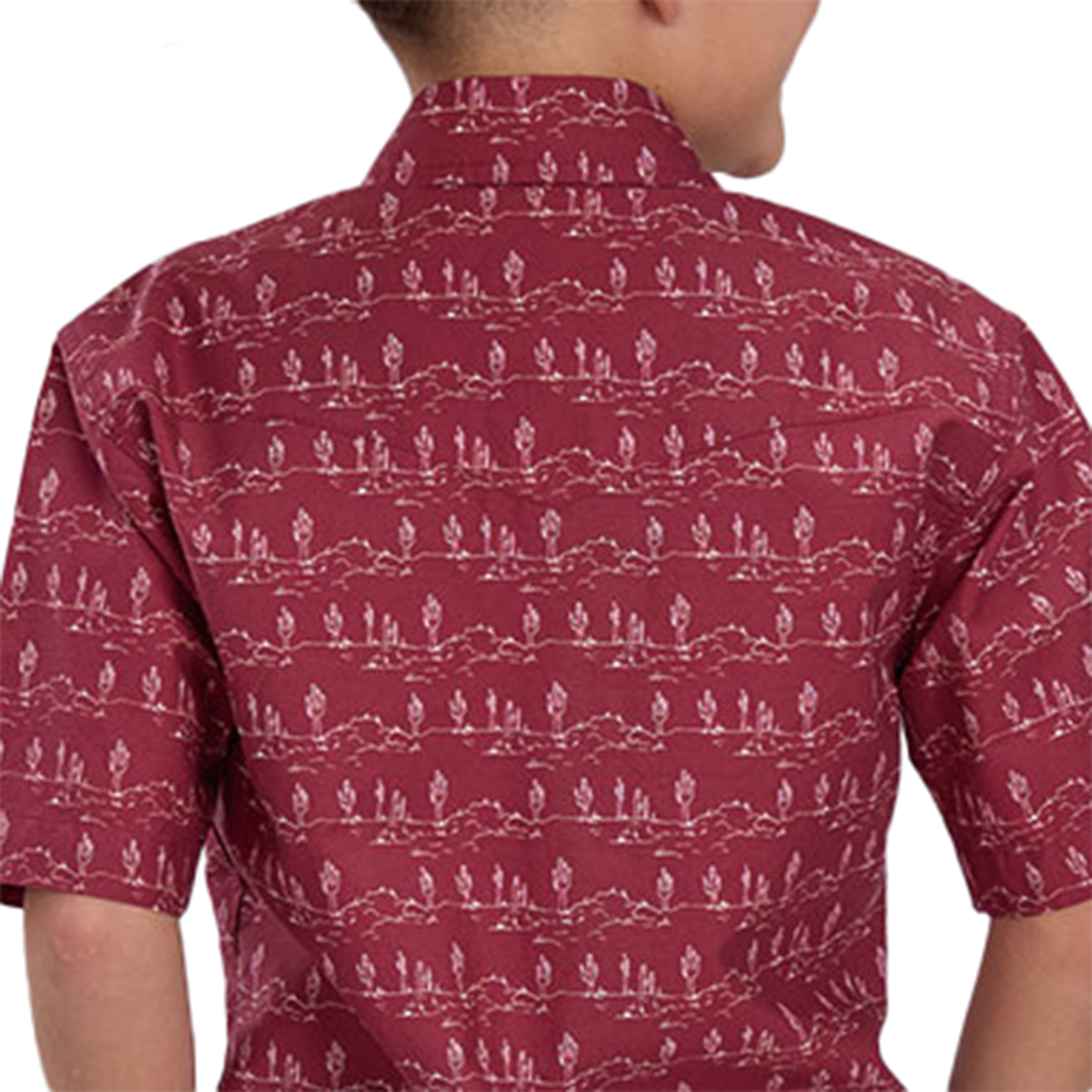 Roper Boys' Cactus Print Short Sleeve Snap Shirt
