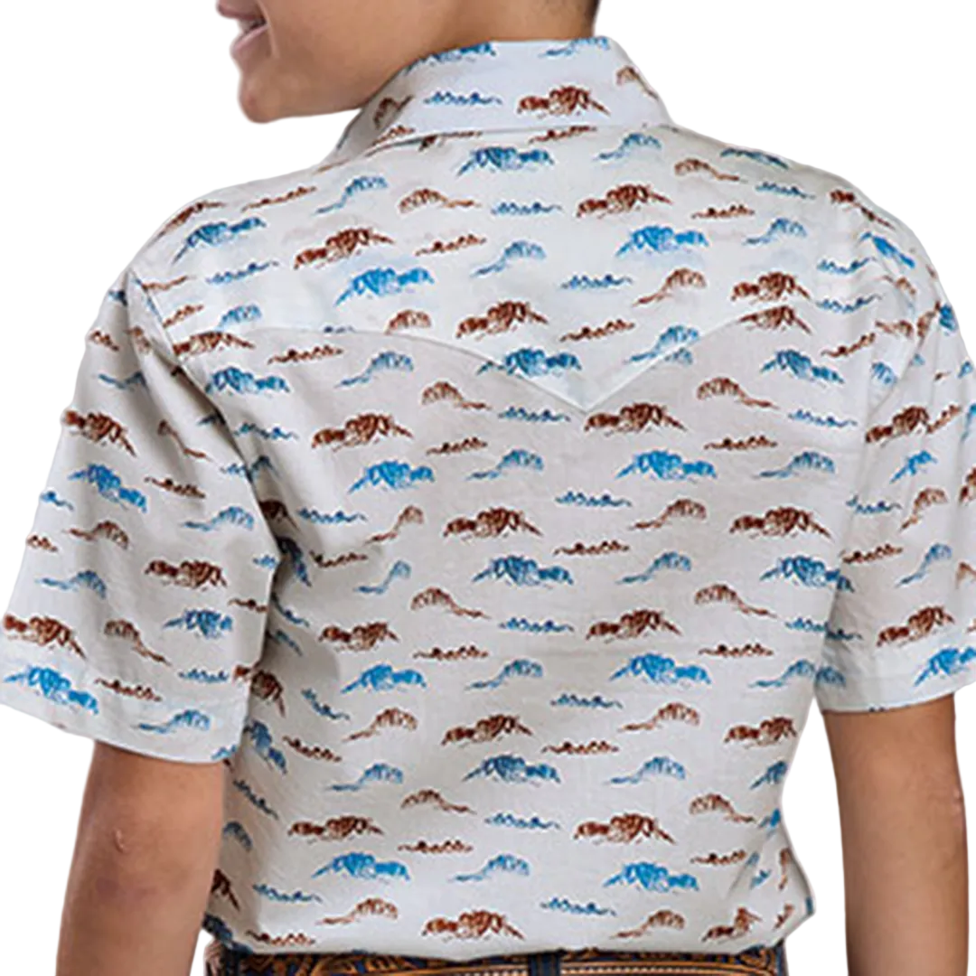 Chemise à manches longues à boutons-pression avec imprimé foulard aztèque pour garçons Roper