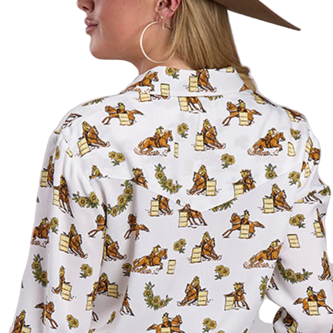 Roper Women's Barrel Racers Print Long Sleeve Snap Shirt