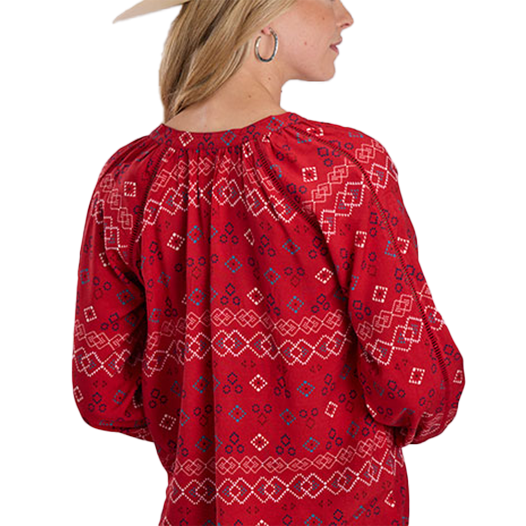 Roper Women's Peasant Aztec Print Blouse