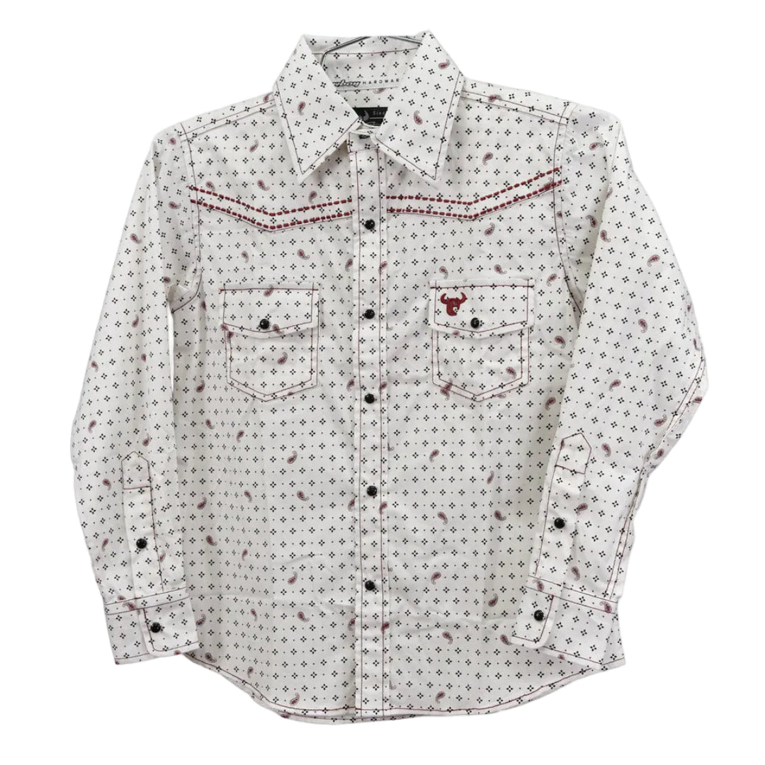 Chemise à manches longues à boutons-pression avec imprimé cachemire pour garçons Cowboy Hardware