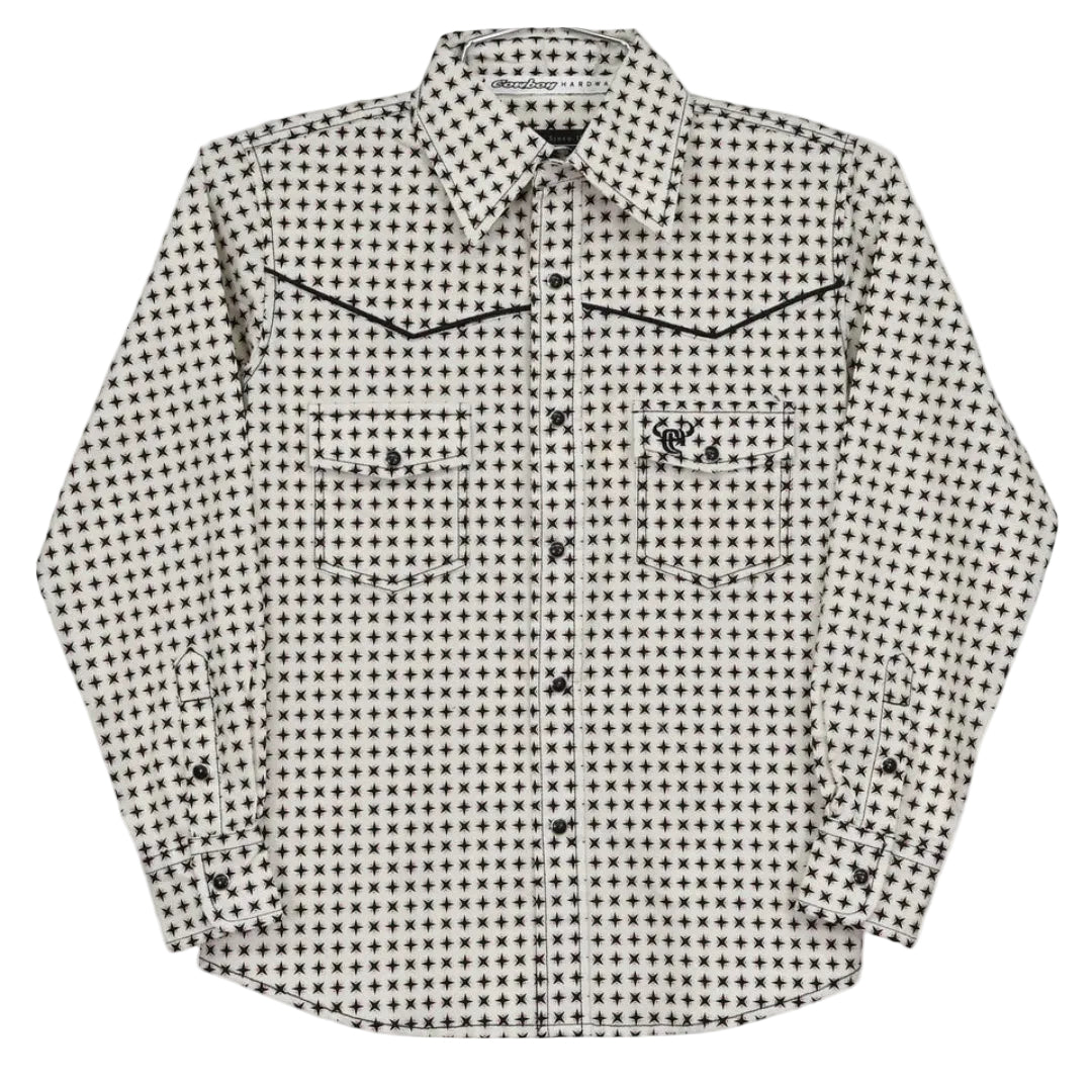 Cowboy Hardware Boys' Circle Star Print Long Sleeve Snap Shirt