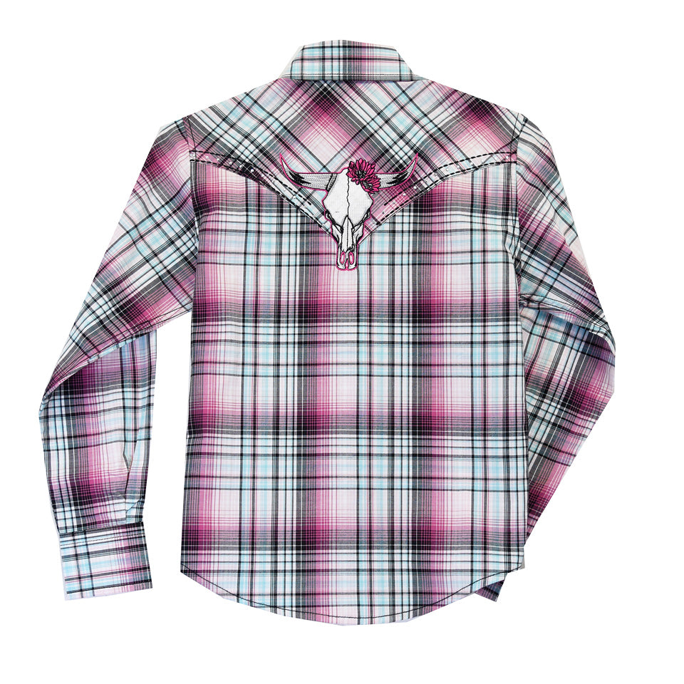 Chemise Western à pression pour filles Cowgirl Hardware à carreaux Shedua