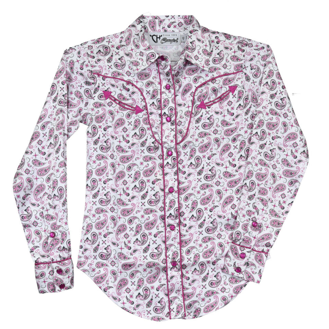 Cowgirl Hardware Girls' Paisley Print Snap Shirt
