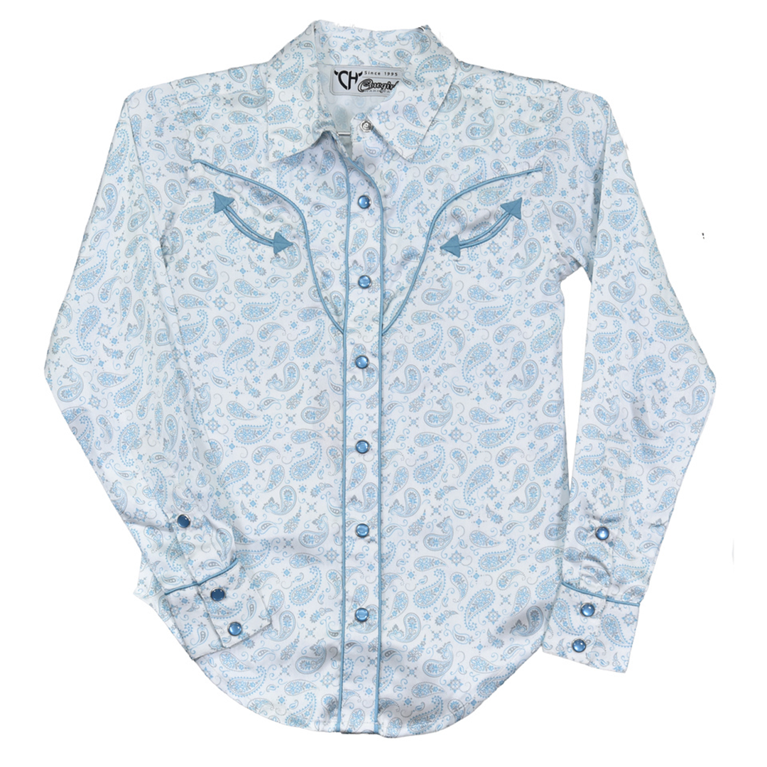 Cowgirl Hardware Girls' Paisley Print Snap Shirt