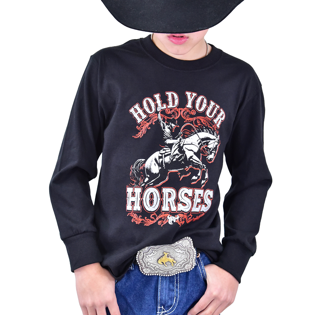Cowboy Hardware Toddler Boys' Hold Your Horse Long Sleeve T-shirt