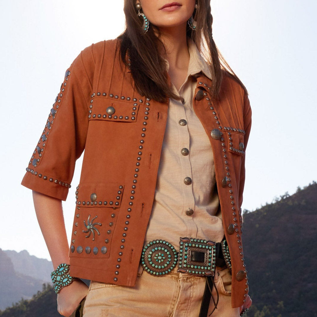 Veste en daim argenté Ancestor's de Double D Ranch pour femme