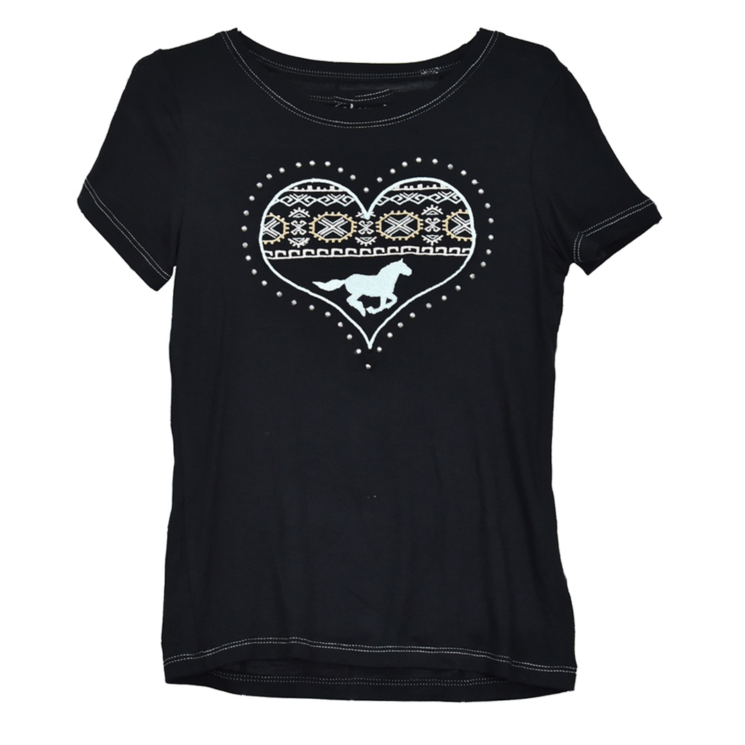 Cowgirl Hardware Girls' Heart Horse Print T-Shirt