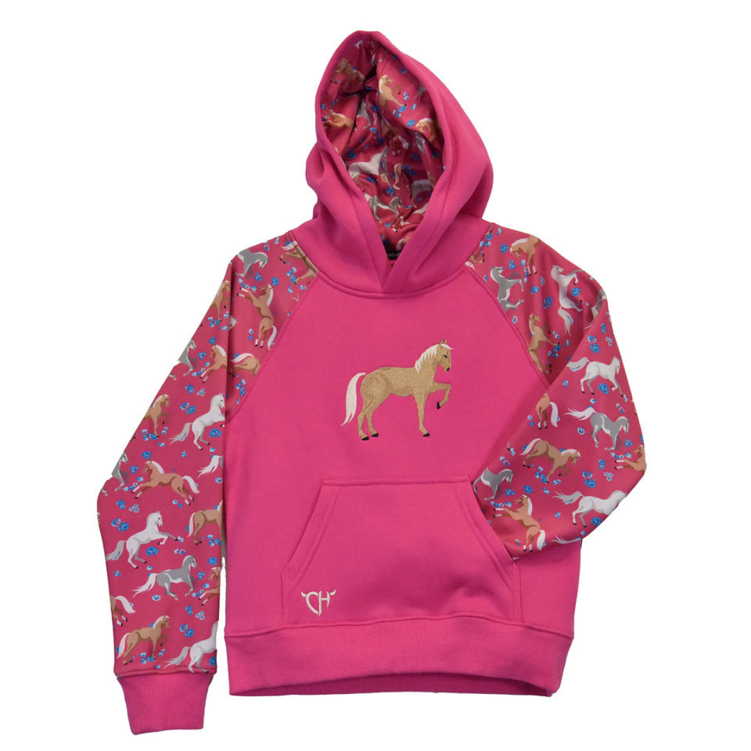 Sweat à capuche à manches longues imprimé cheval pour petites filles Cowgirl Hardware