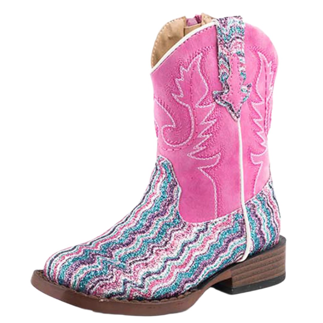 Roper Girls' Glitter Stripes Cowgirl Boots