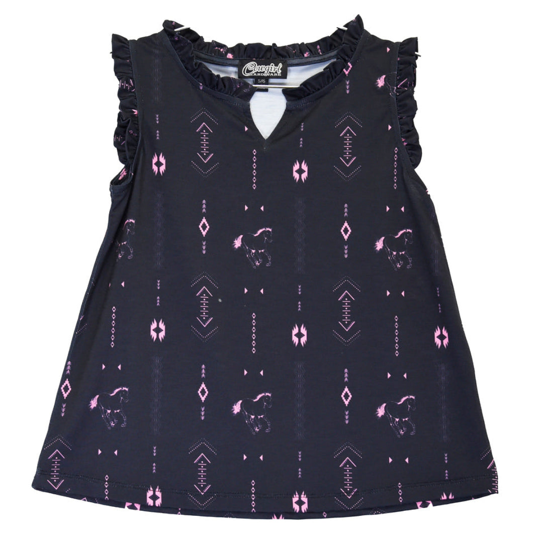 Cowgirl Hardware Girls' Horse And Aztec Tank