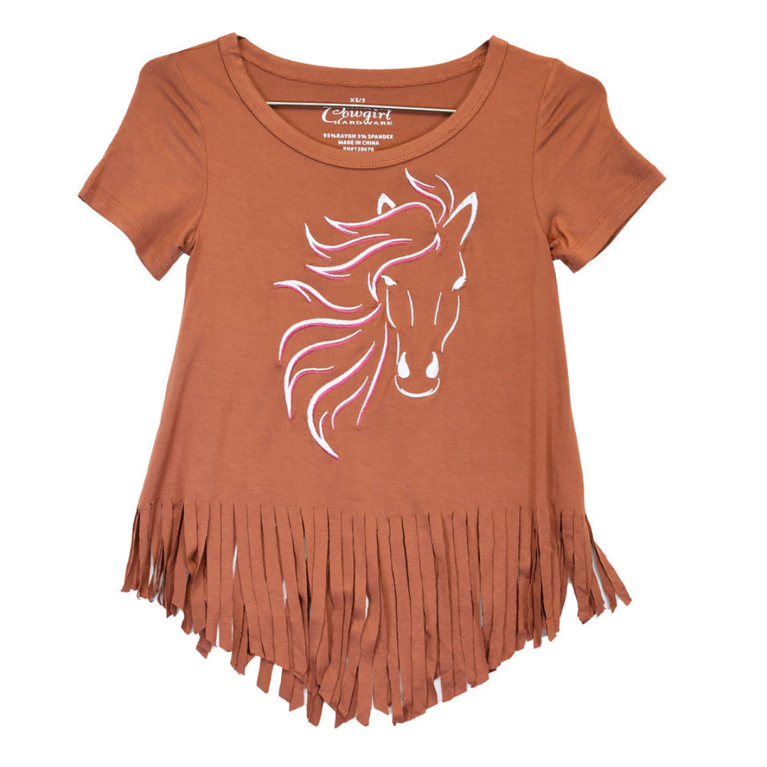 Cowgirl Hardware Girls' Horse Fringe T-Shirt