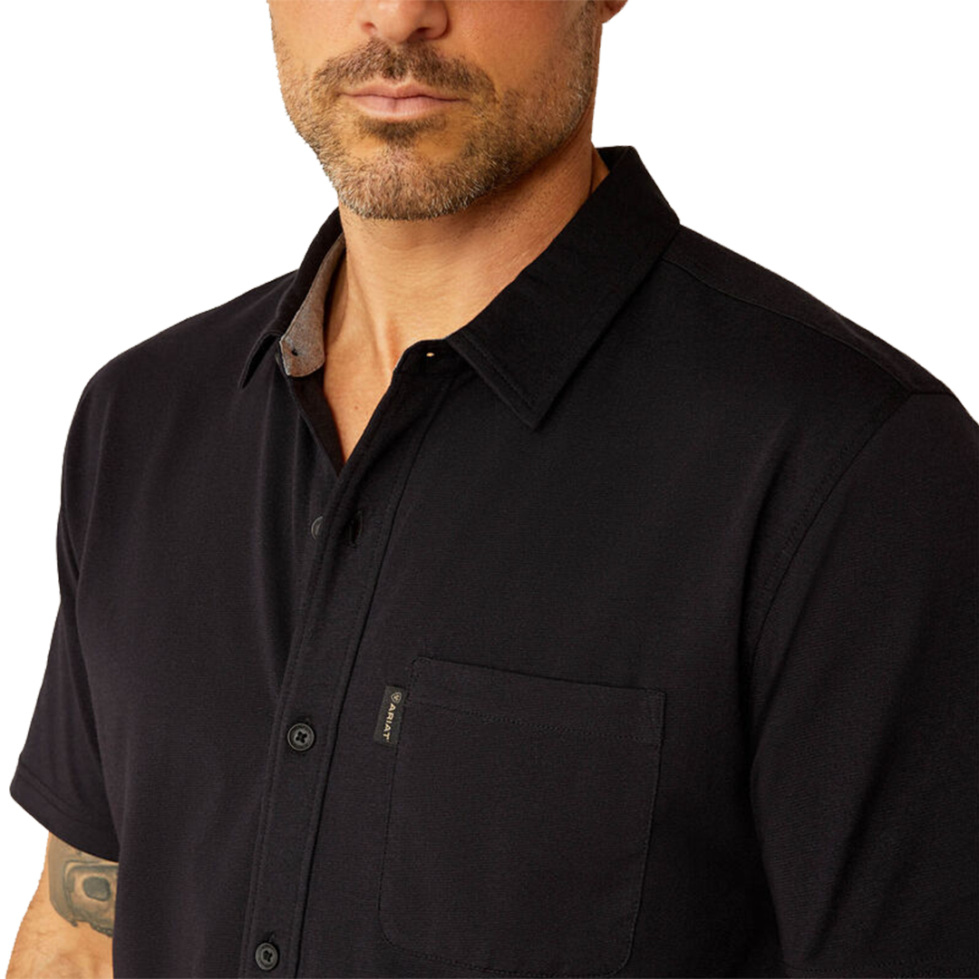 Chemise boutonnée à manches courtes rétro pour homme Ariat