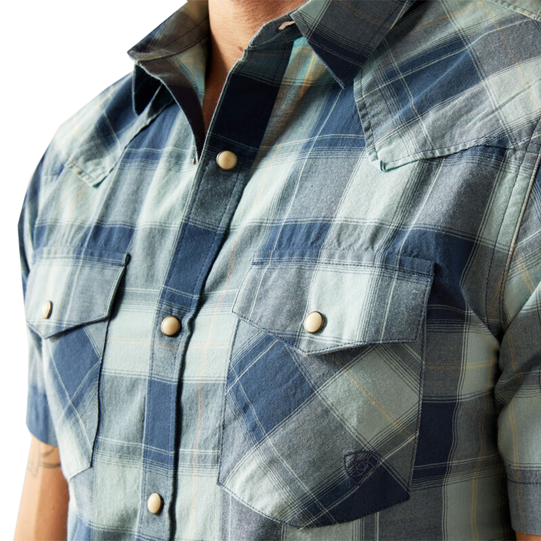 Chemise Ariat Hersh à manches courtes et boutons-pression pour homme, coupe rétro