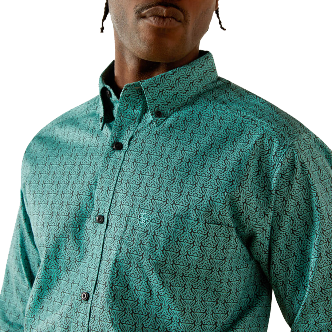 Chemise boutonnée à manches longues imprimée ajustée Berger pour homme Ariat