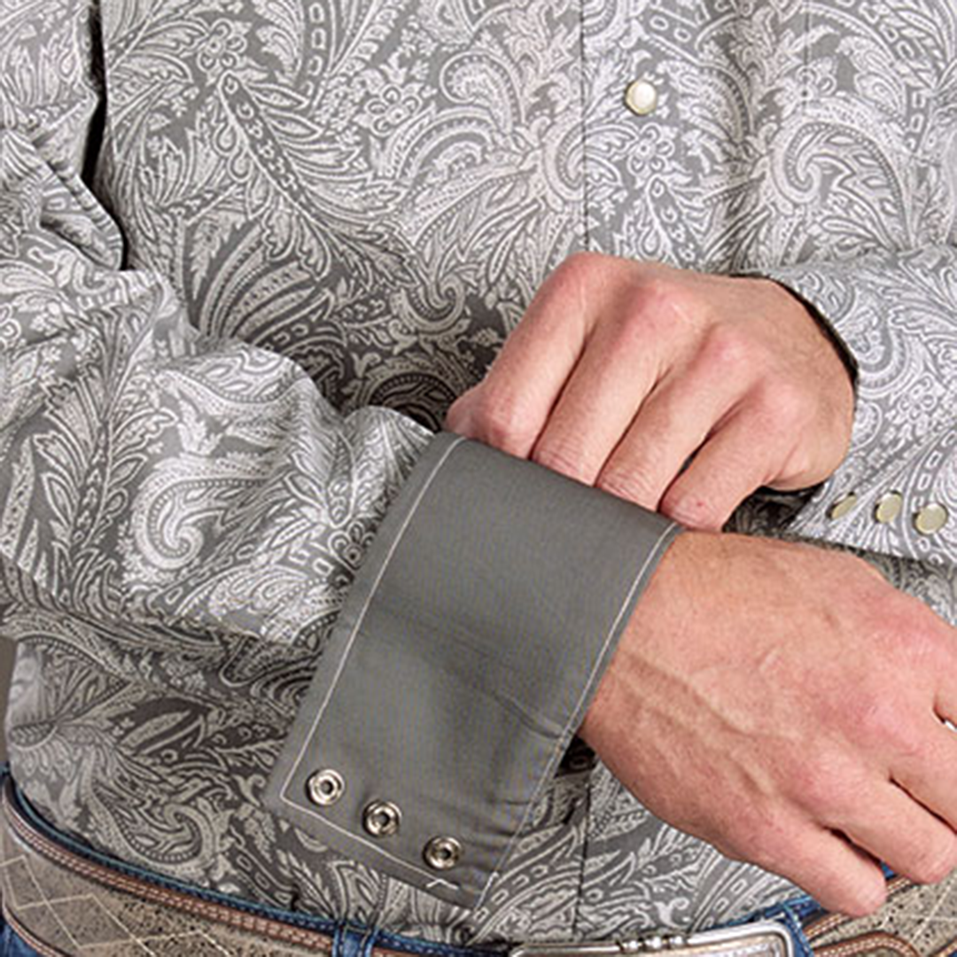 Chemise à manches longues à boutons-pression avec imprimé cachemire pour homme Stetson