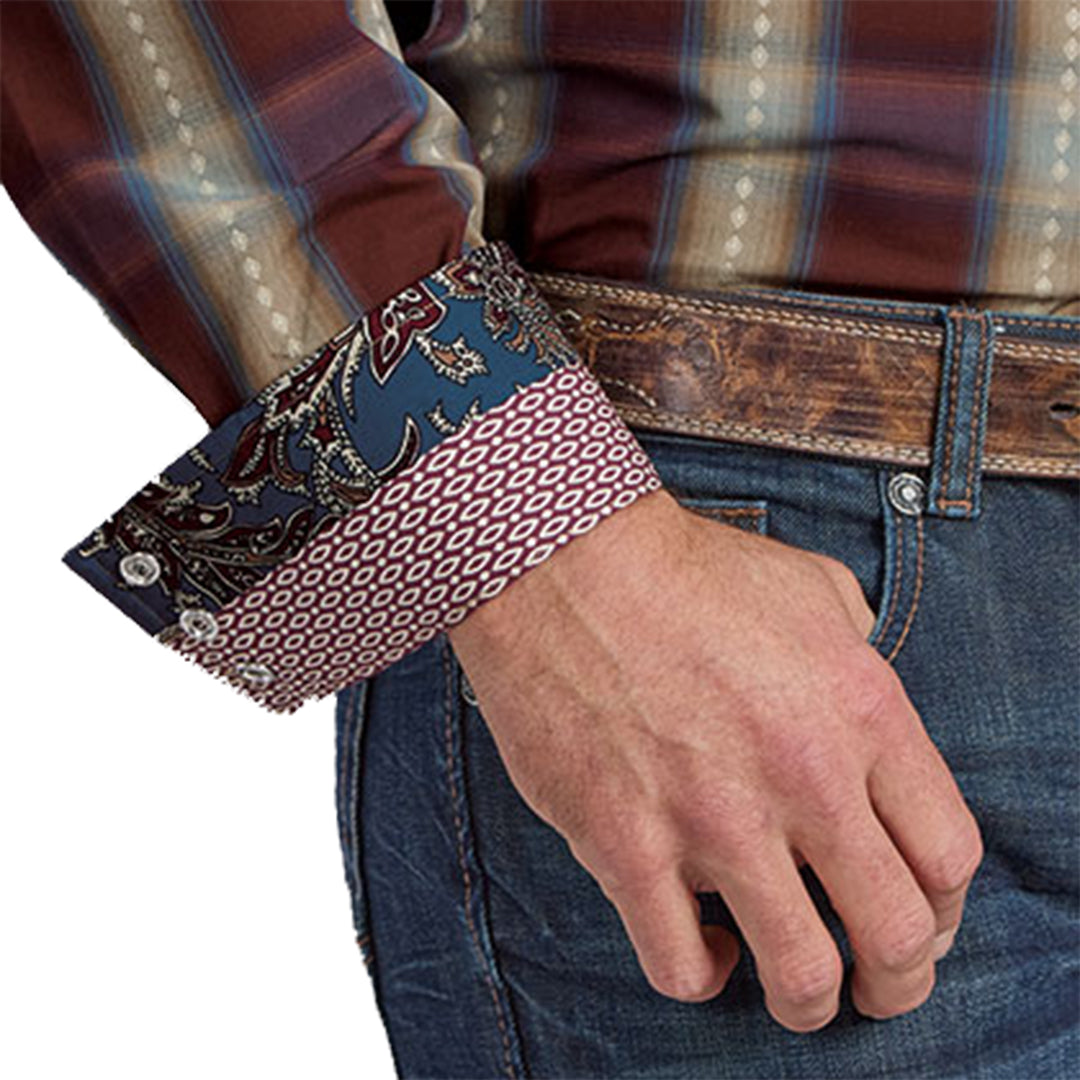 Chemise à carreaux à manches longues et boutons-pression Stetson pour homme