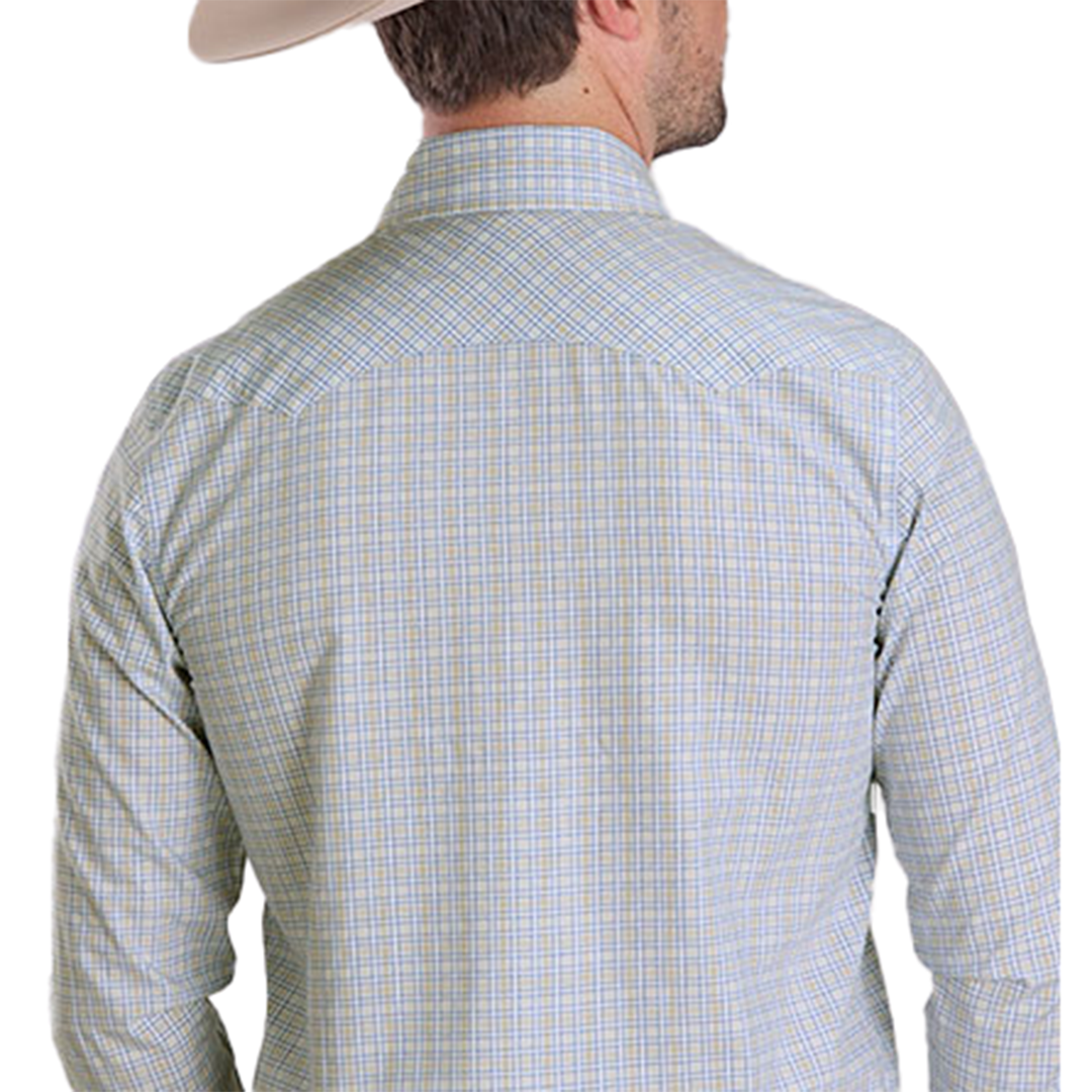 Chemise à pression à manches longues en satin à carreaux Stetson pour homme