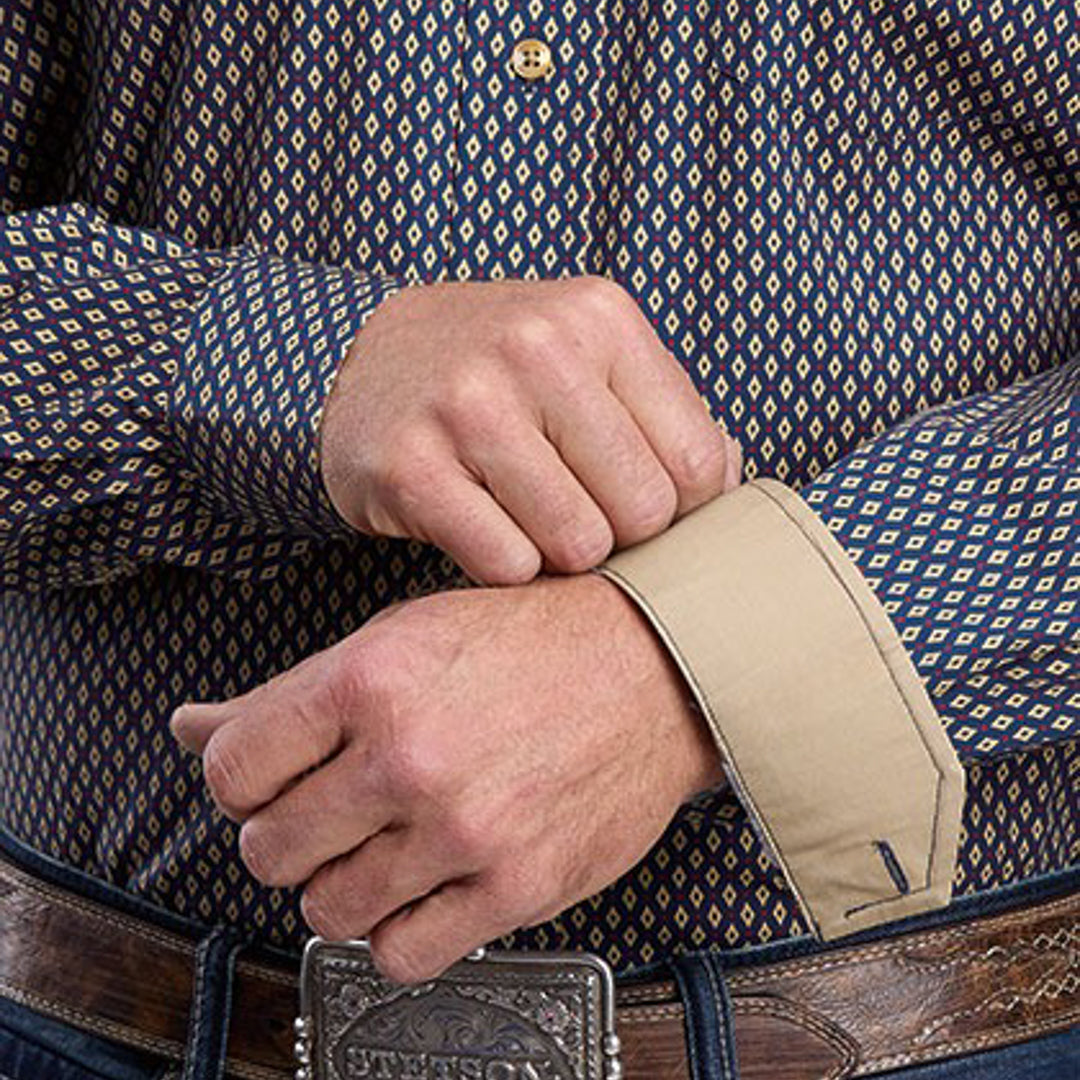Stetson Men's Geometric Print Long Sleeve Button Shirt