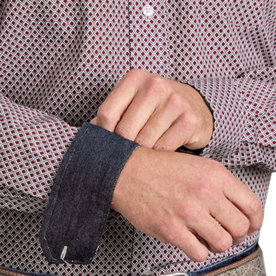 Chemise boutonnée à manches longues et imprimé géométrique Stetson pour homme