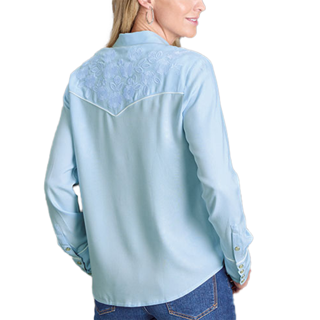 Stetson Women's Flower Embroidery Applique Long Sleeve Shirt