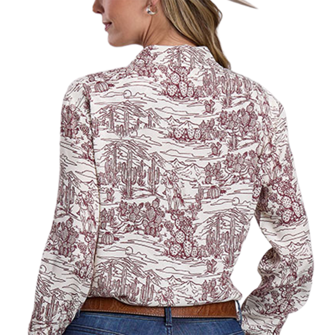 Chemise à manches longues à boutons-pression avec imprimé toile du désert Stetson pour femme