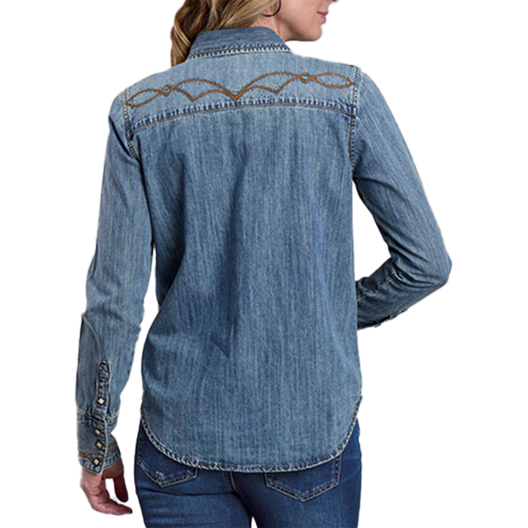Stetson Women's Embroidery Denim Long Sleeve Snap Shirt