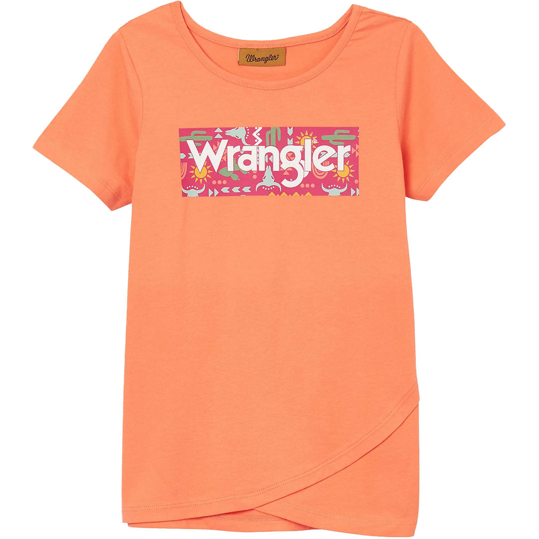 T-shirt à manches courtes Wrangler pour fille avec logo et ourlet tulipe