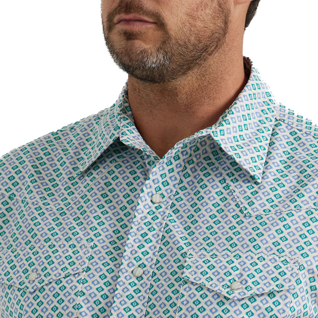 Chemise à pression Wrangler 20X Competition pour homme en bleu sarcelle