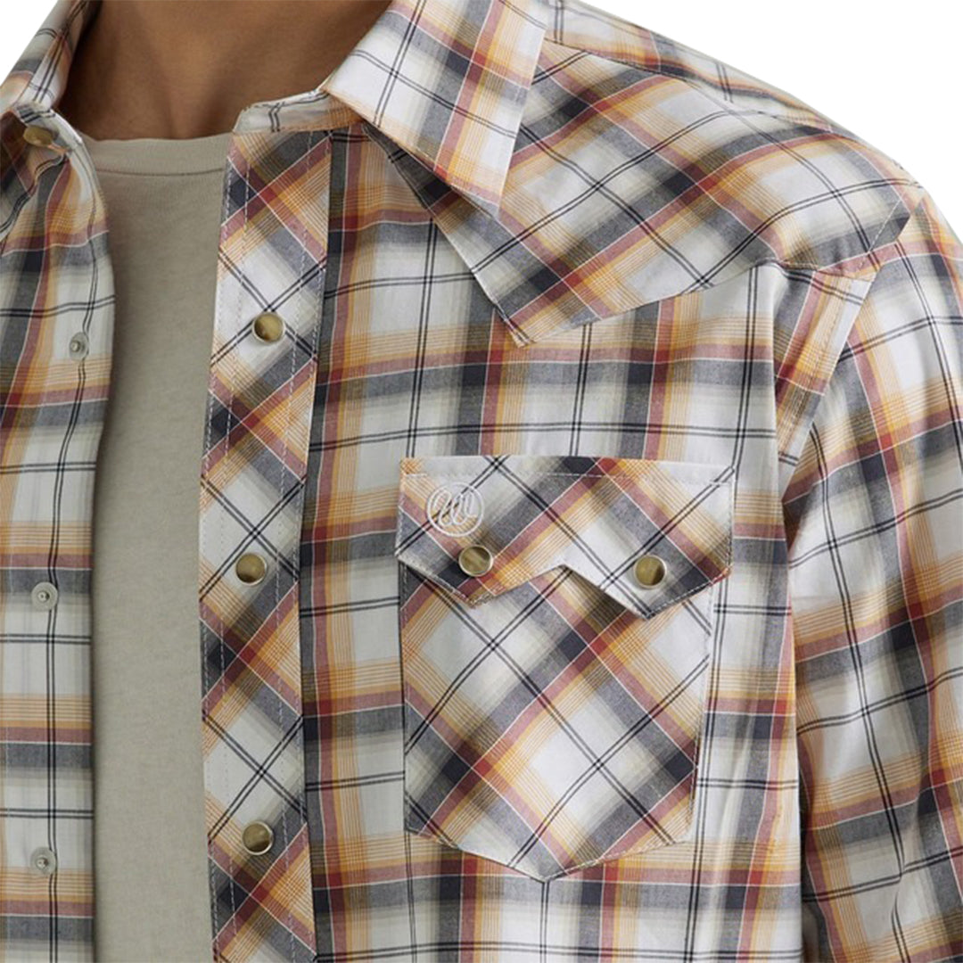 Chemise à boutons-pression à manches longues en plaid moderne pour homme Wrangler