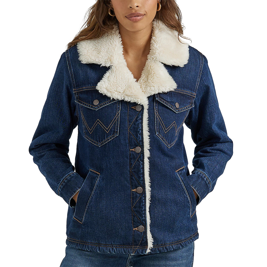 Wrangler Women's Western Sherpa Lined Denim Wrange Coat