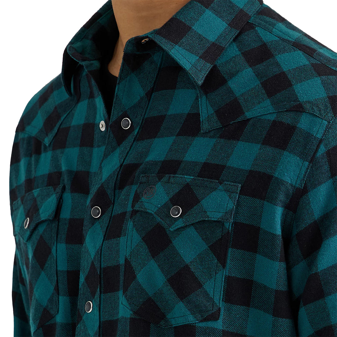Chemise à carreaux rétro à manches longues à boutons-pression Wrangler pour homme