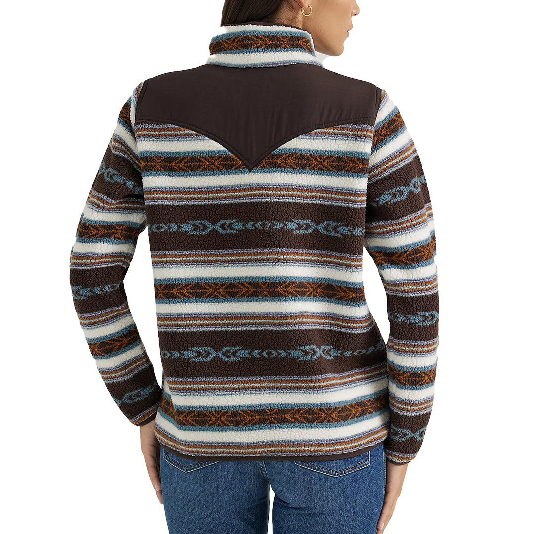 Wrangler Women's Southwestern Contrast Full Zip Sherpa Jacket
