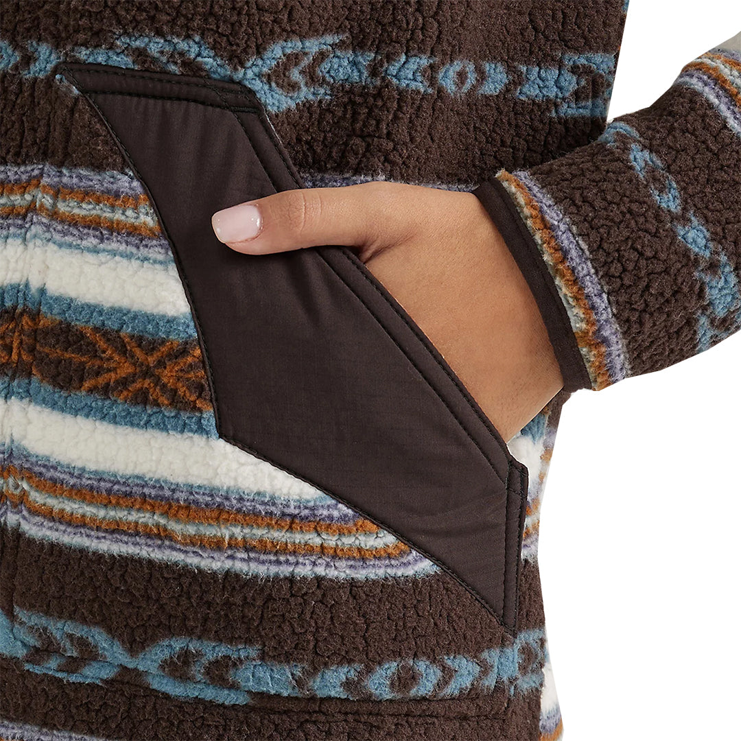 Wrangler Women's Southwestern Contrast Full Zip Sherpa Jacket