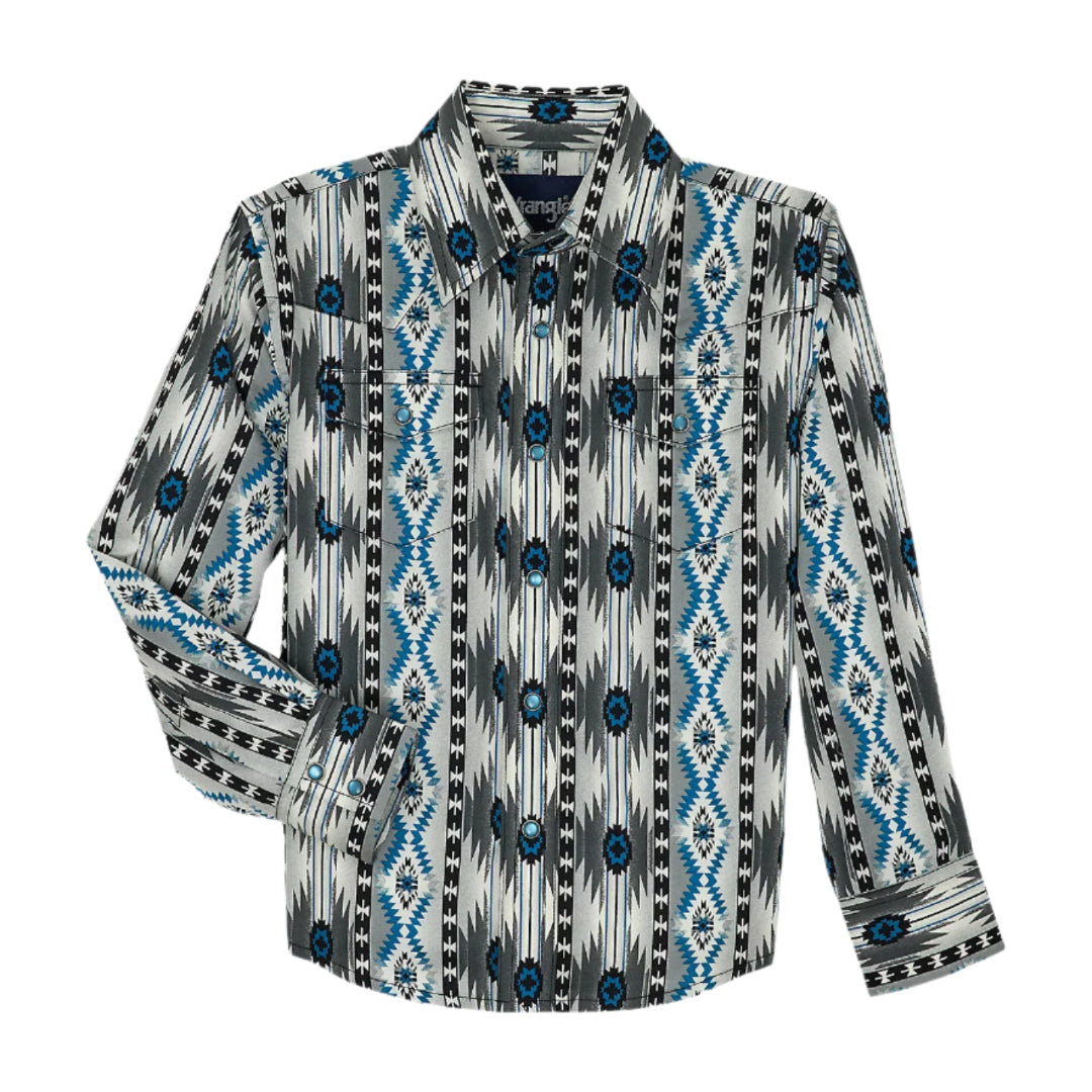 Chemise à manches longues avec boutons-pression Wrangler Checotah Aztec pour garçons