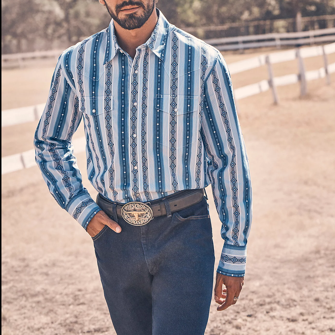 Chemise à manches longues et boutons-pression Wrangler Checotah pour homme