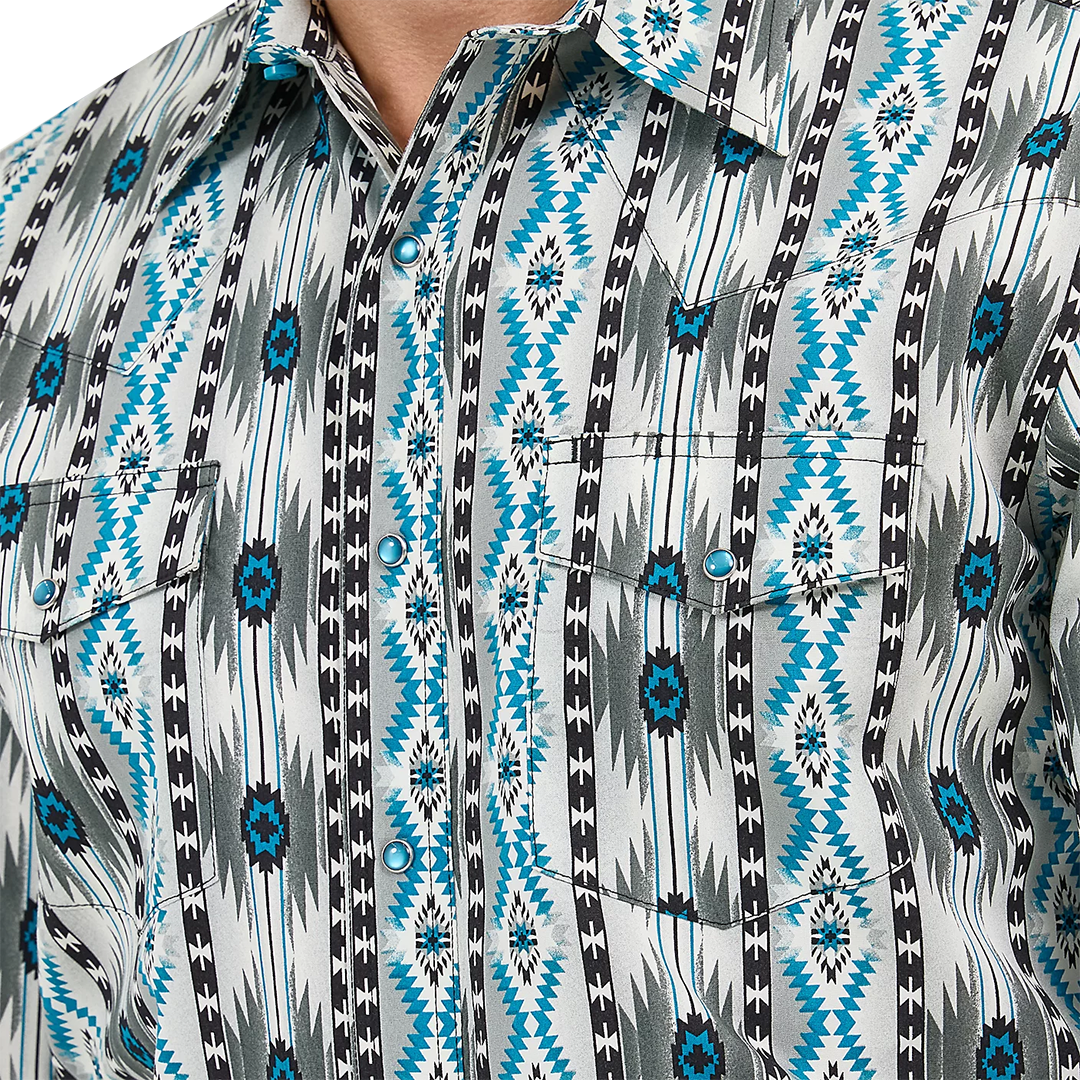 Wrangler Men's Checotah Aztec Long Sleeve Snap Shirt