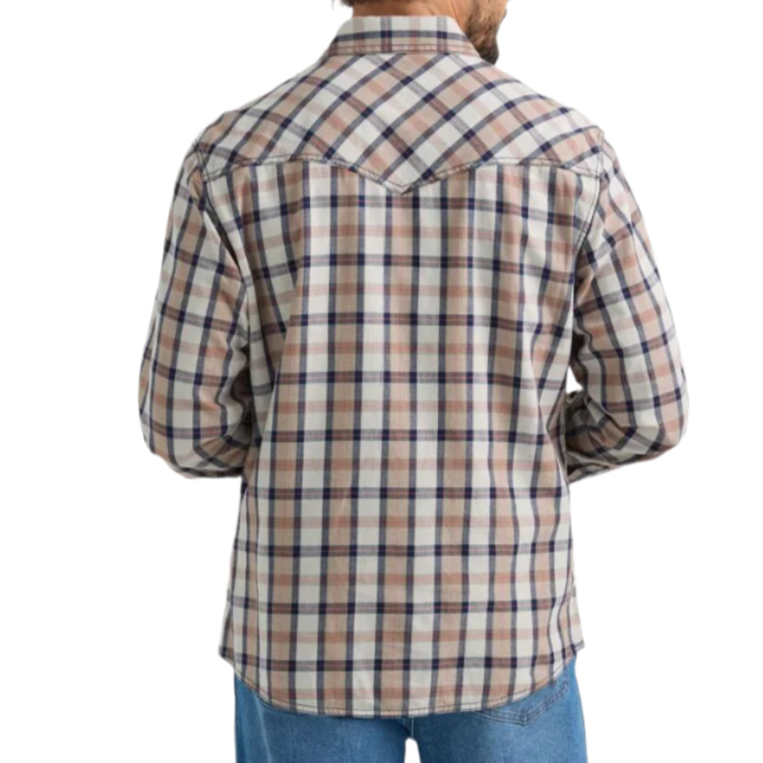 Chemise à manches longues à boutons-pression carreaux style rétro Wrangler pour homme