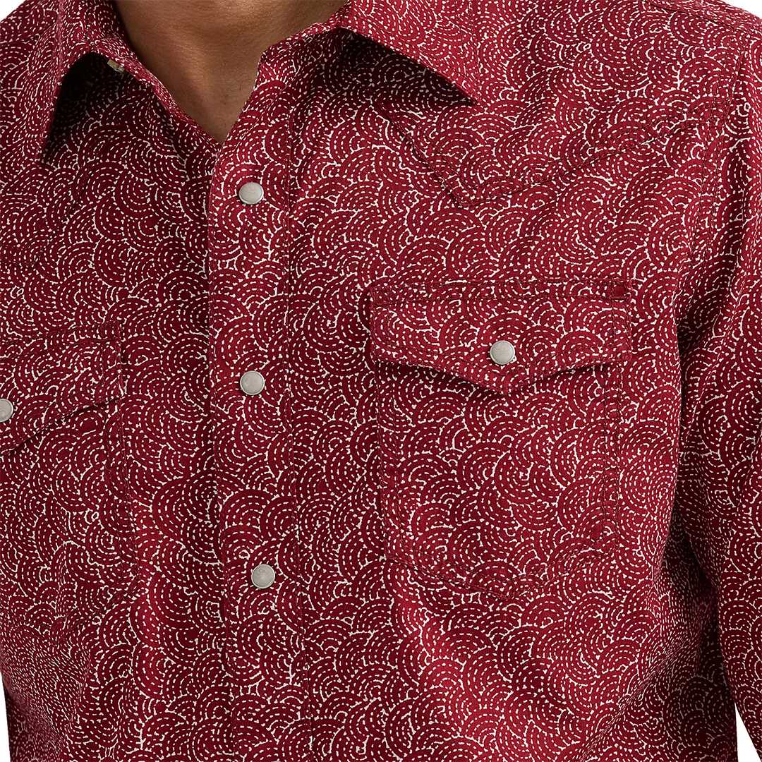 Chemise à manches longues à boutons-pression style western imprimée Retro Premium pour homme Wrangler