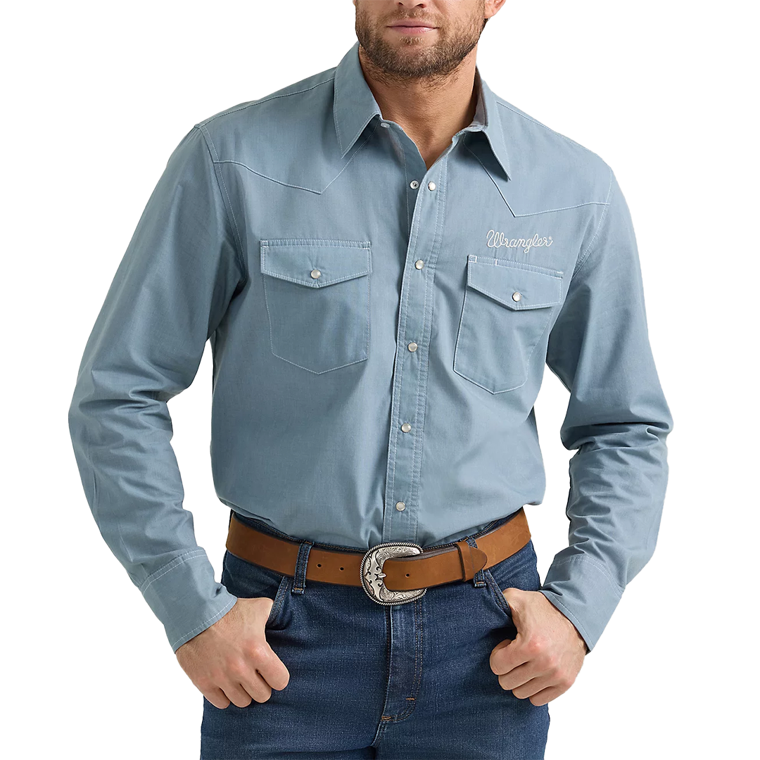 Wrangler RIGGS Men's Vintage-Inspired Western Long Sleeve Snap Work Shirt
